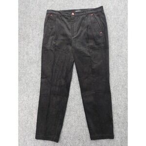 Elwood Corduroy Pants Mens 34x26 Black Wide Wale Baggy Pleated Tapered Cotton